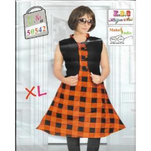 Fancy Black & Orange Coat Type Kurti (XL)