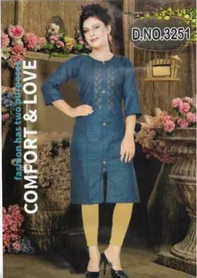 Women's Fashionable Dark Teal Kurti