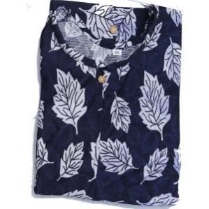 Navy Blue Printed Wool Kurti (XL)