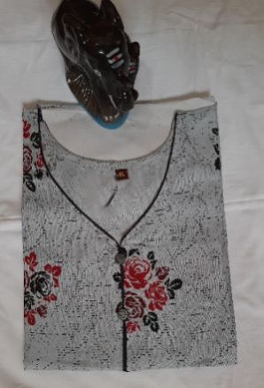 Flower Printed Fancy Grey Kurti