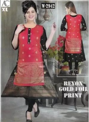 Printed Black and Red Anarkali Kurti