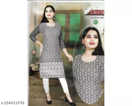 Fancy Grey Cotton Kurti