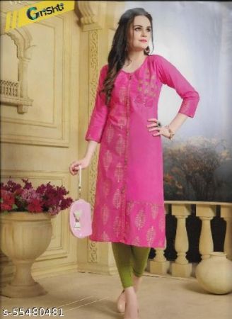 Printed Pink Stylish Kurti