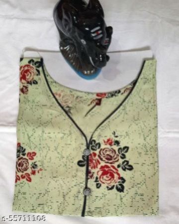 Flower Printed Fancy Light Green Kurti