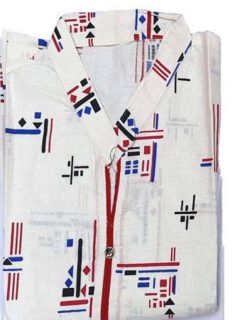 Women's White Line Printed Cotton Kurti