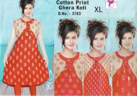 Fancy Orange Coat Type Kurti (XL)