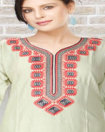 Fancy Sandal Neck Printed Kurti (XL)