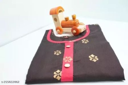 Printed Brown and Pink Anarkali Kurti