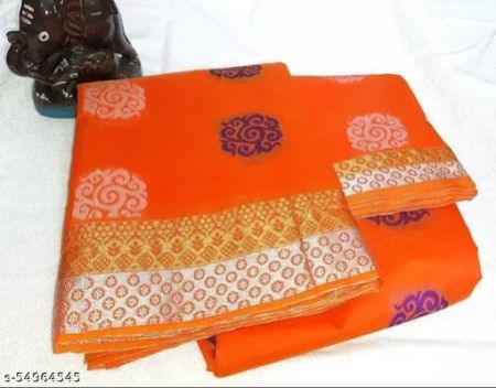 Orange Cotton Saree